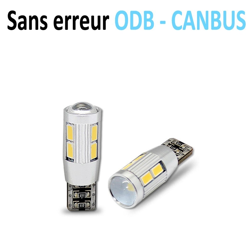 Paire de feux de plaque d'immatriculation LED Canbus T10 W5W  6000 K 5 LED Ampoules avec résistance Éteignant Sans erreur